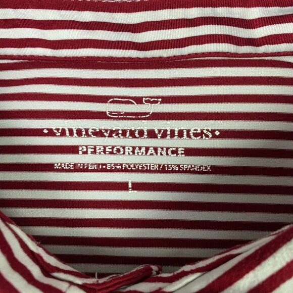 Vineyard Vines Performance Polo Shirt Men's Large Red White Stripes Golf Stretch - Picture 5 of 8